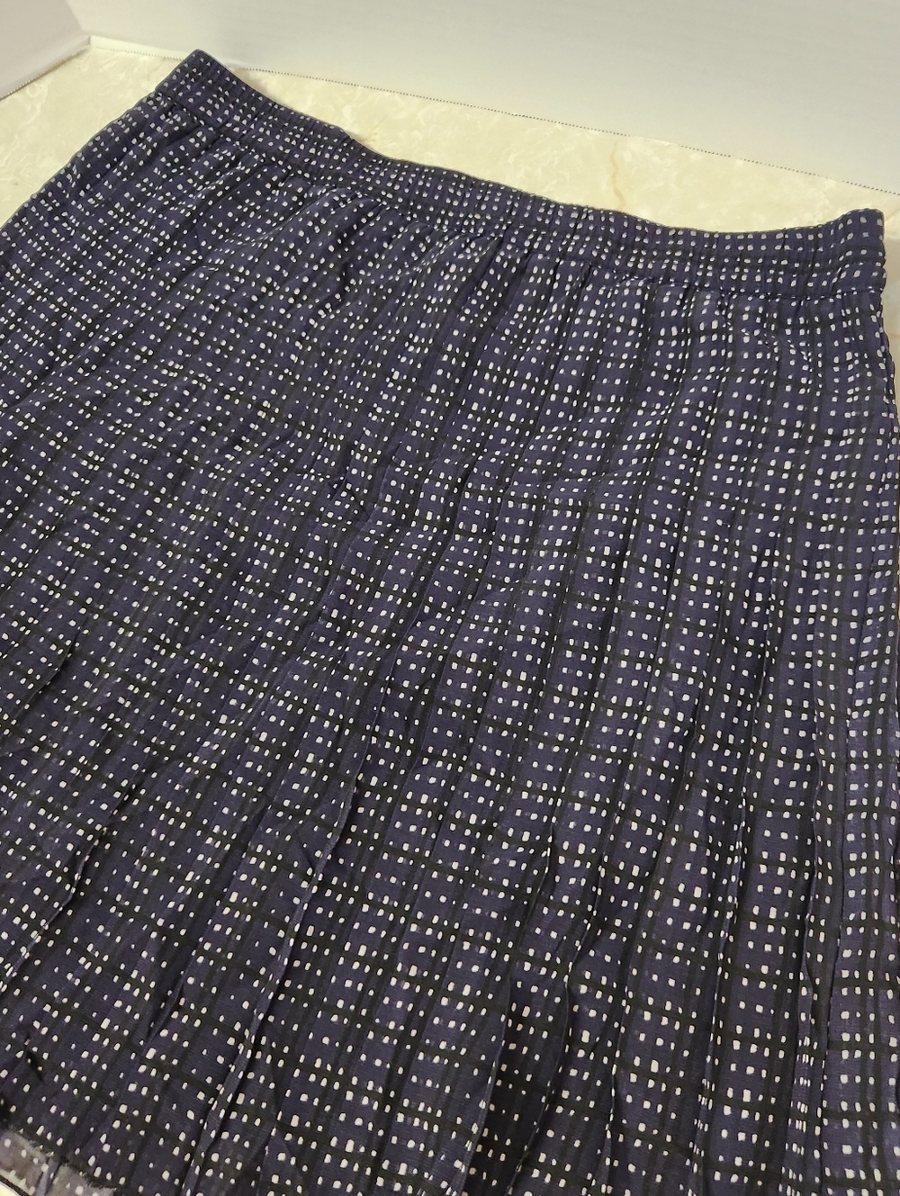Loft Petites LP Large Navy Pleated Skirt New Lined